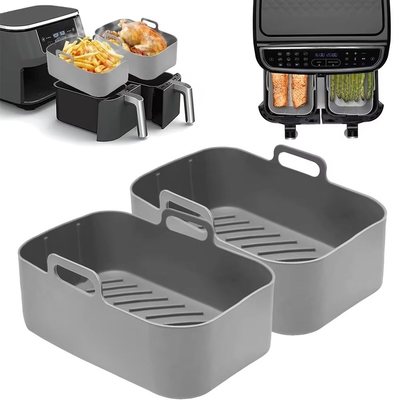 Quadrado Grade Alimentar silicone forros de panela para Ninjas Dual Air Fryer Reutilizável e Sem Bastão